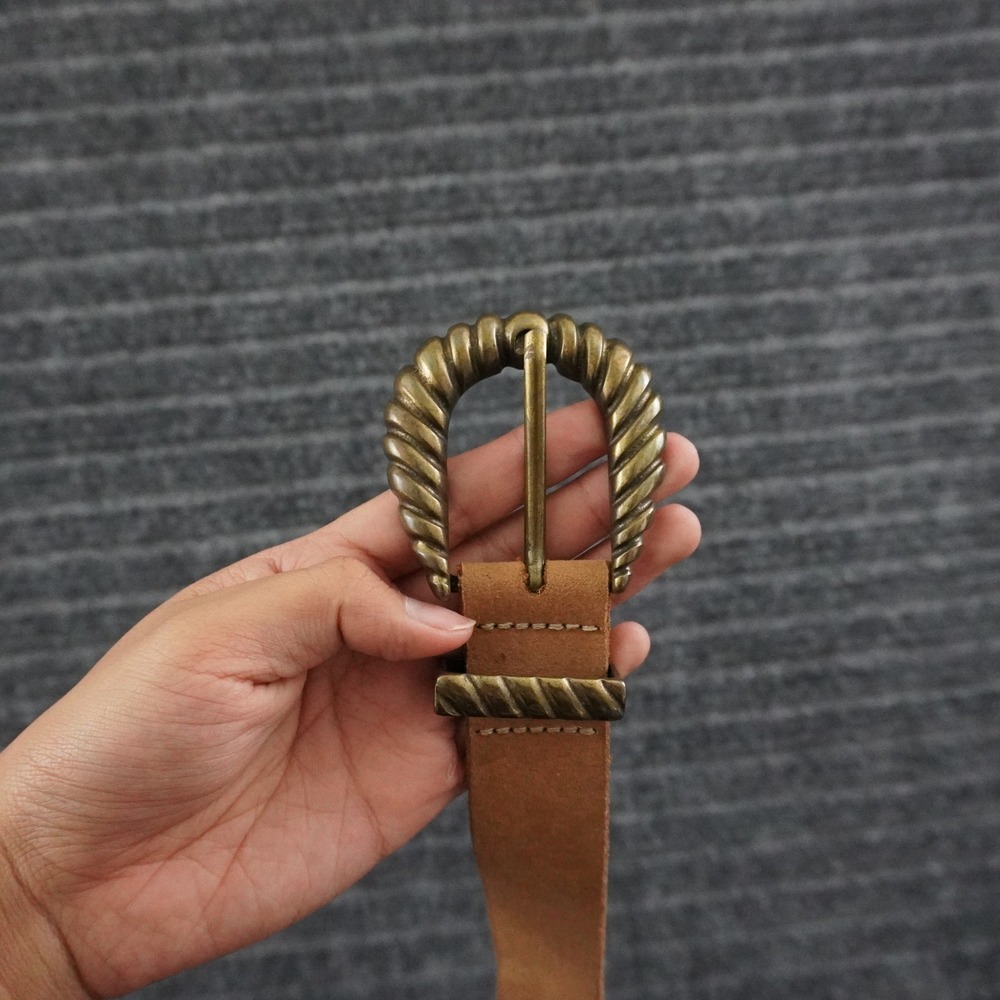 Amsterdam Heritage Leather Belt Women 80 Tan Brass Shell Buckle Western
